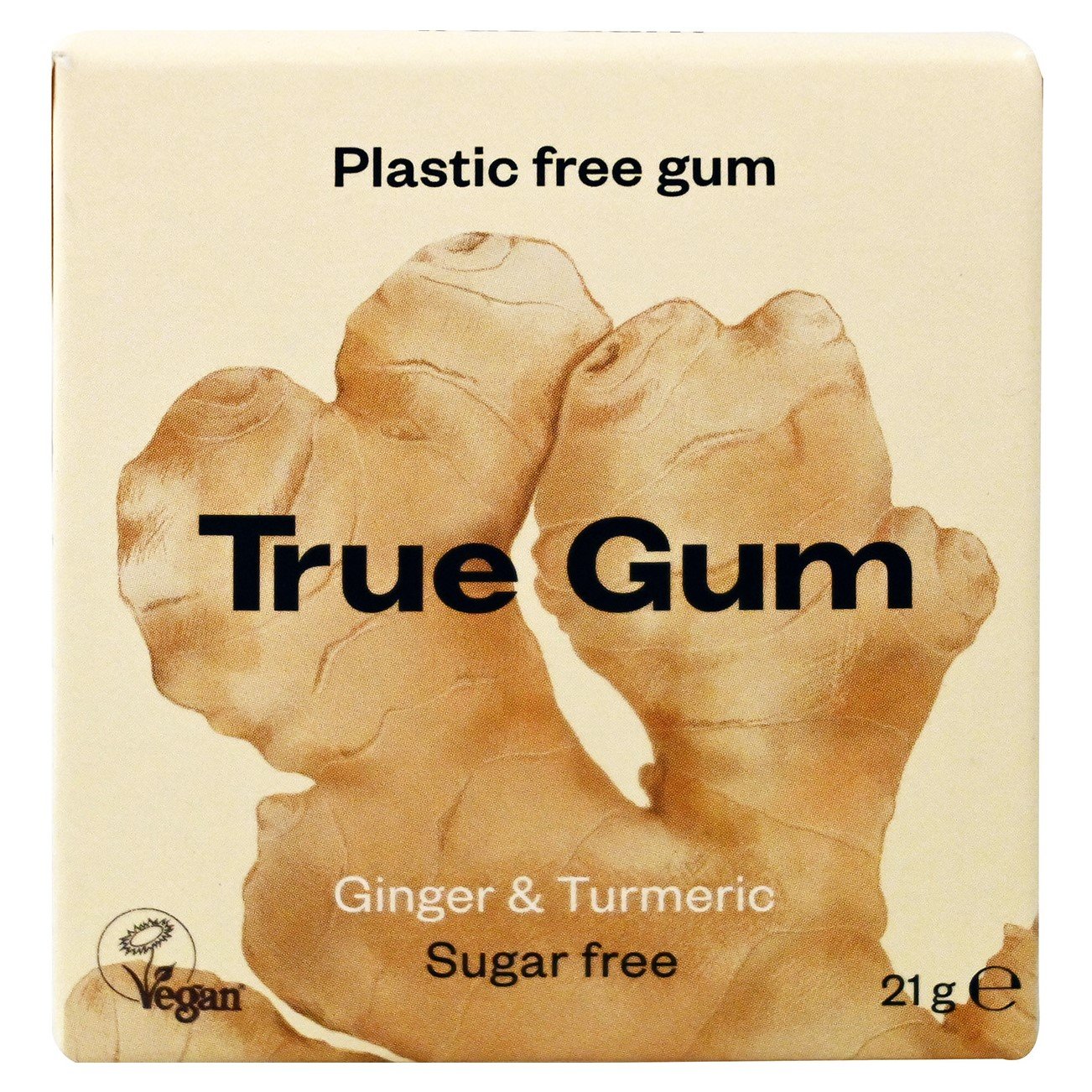 5700002082527_1_1_D4D5BF7DF9F287B82BFE9D0F4CD11027 True Gum Gingembre Curcuma sans Sucre 21G – Image 1