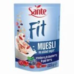Santé Fit Céréales Muesli aux Canneberges, Myrtilles et Baies de goji Sans Sucre Ajouté 225g