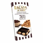 LaCasa Chocolat Noir 70% aux Amandes Entières – Format Généreux – Tablette de 200 g