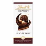 Lindt Création Rocher Noir – Tablette de Chocolat Noir Extra Fin Fourré au Praliné et Noisettes – 150g
