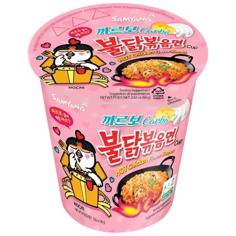 Samyang-Buldak-Hot-Chicken-Carbonara-Tasse Samyang Buldak Ramen Cup Carbonara 70G – Nouilles Coréennes Épicées Crémeuses Maroc – Image 1