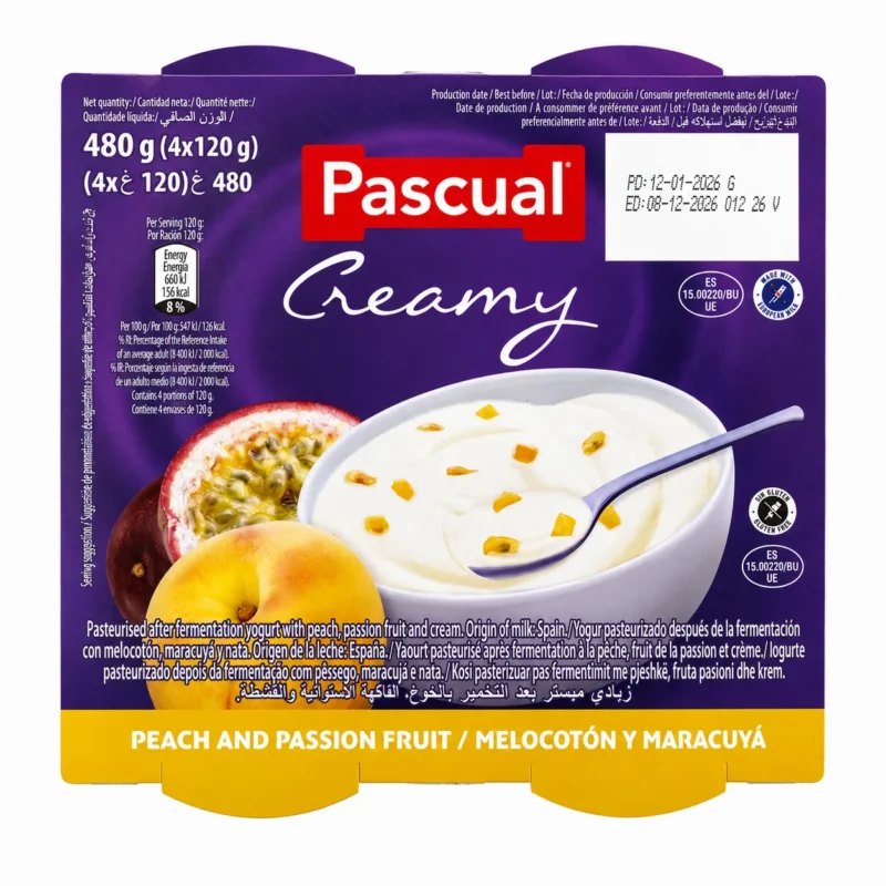 Pascual Yaourt Pêche Passion 4x120g – Creamy Maroc Pascual Yaourt Pêche Passion 4x120g – Creamy Maroc – Image 1