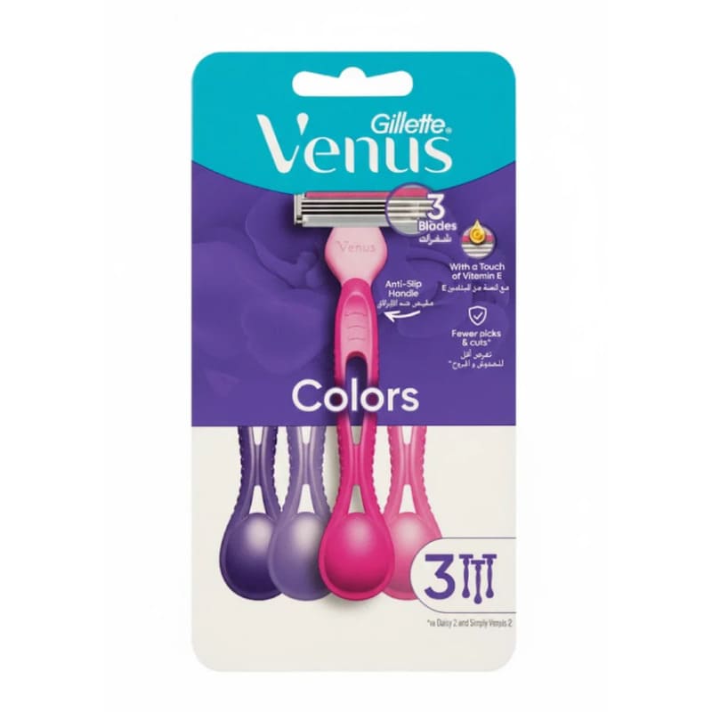 Gillette Venus Colors Rasoir Femme 3 Lames Gillette Venus Colors Rasoir Femme 3 Lames – Rasoir Réutilisable Confort de Rasage | Maroc – Image 1