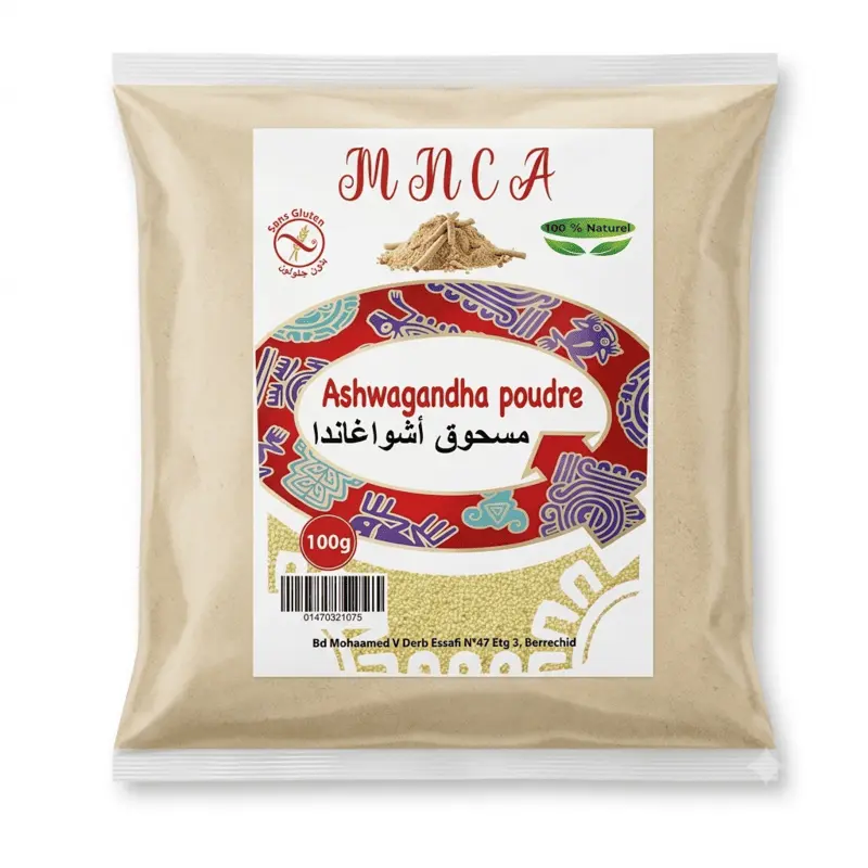 MNCA Ashwagandha Poudre MNCA Ashwagandha Poudre 100 g – Poudre de Racine d'Ashwagandha pour Boissons et Recettes | Maroc – Image 1