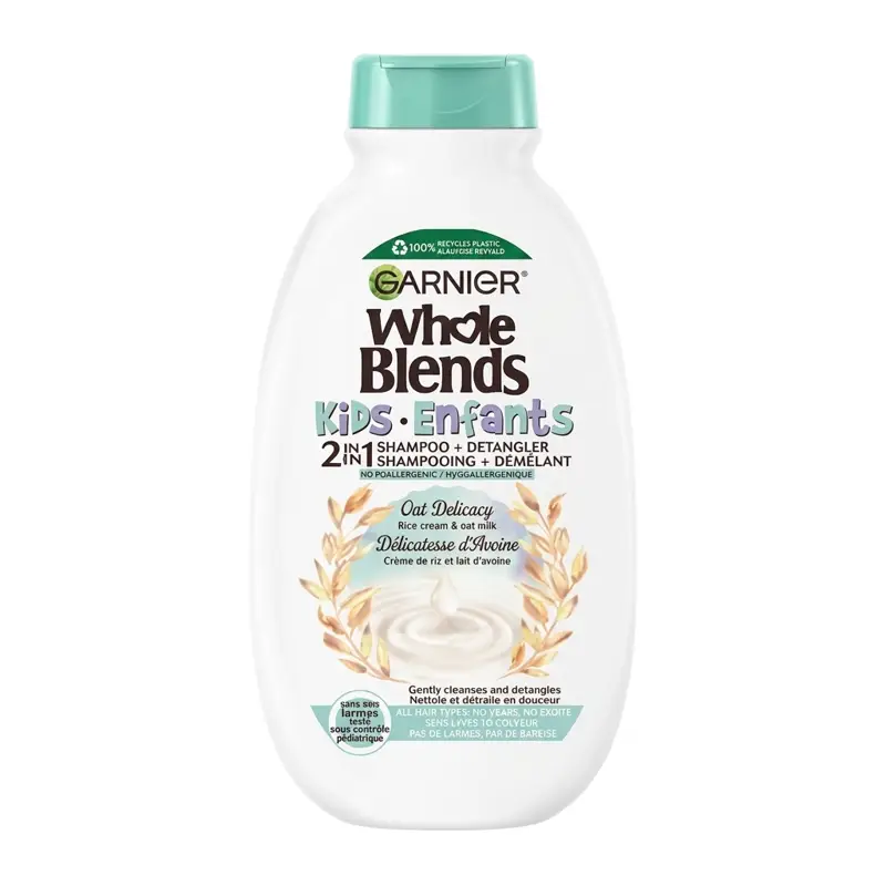 Garnier Whole Blends Garnier Whole Blends – Shampoing & Démêlant 2-en-1 – Avoine & Crème de Riz – Cheveux délicats – Image 1