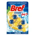 Bref Power Active Citron Juteux, Nettoyant WC à rebords, 2 x 50 g